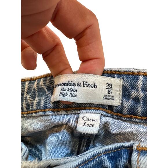 Abercrombie & Fitch Jeans Womens 6 Blue Acid Wash The Mom High Rise Curve Love - Picture 4 of 10